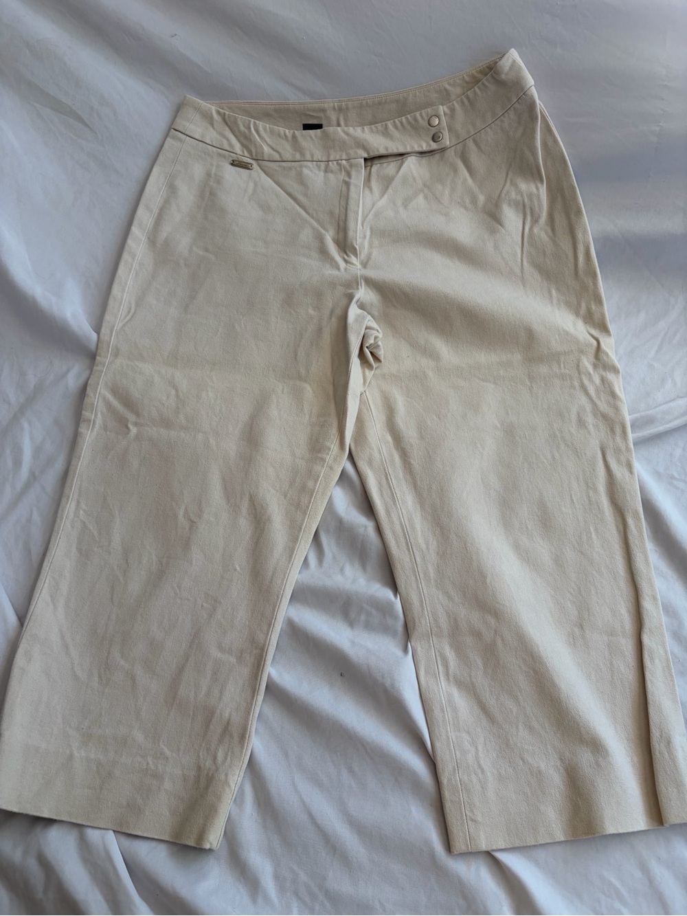 Lauren Ralph Lauren Cream Cropped Straight-Leg Pants